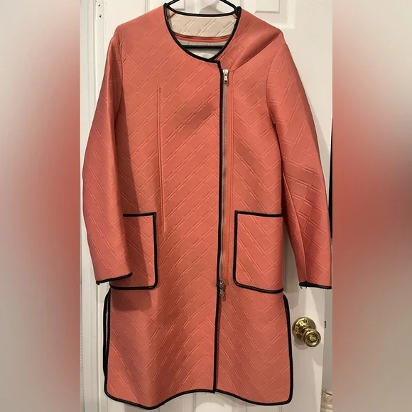 3.1 Phillip Lim Coral and Black Neoprene & Leather Coat - Picture 13 of 13